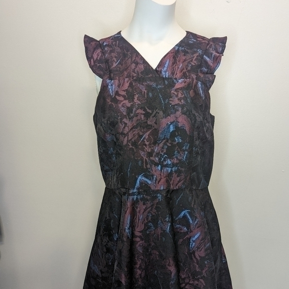 Slate and Willow Black and Burgundy Fit and flare dress‎ sz 10 - Picture 3 of 5